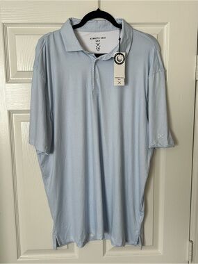 Kenneth Cole Golf Polo Shirt Mens XXL Light Blue Moisture Wicking UPF 50+ NWT